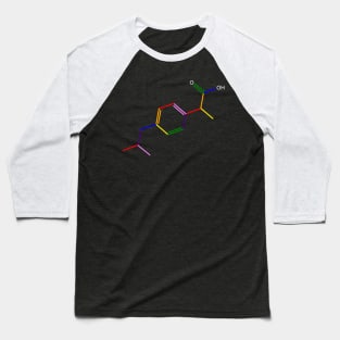 Ibuprofen Molecule Rainbow Chemistry Baseball T-Shirt